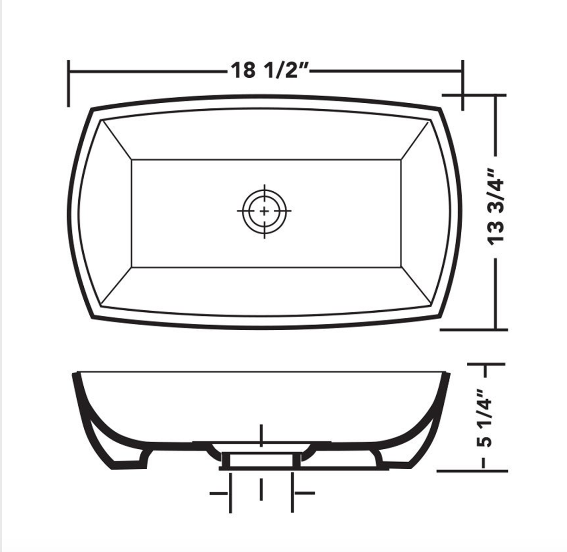 White Porcelain Vessel Bathroom Sink 18 1/2'' x 13 3/4''