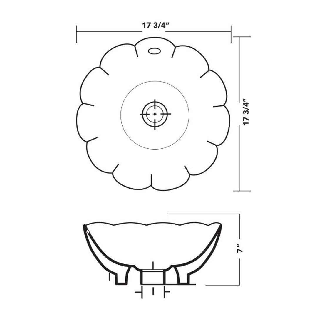Porcelain Vessel Bathroom Sink 17 3/4'' x 17 3/4''