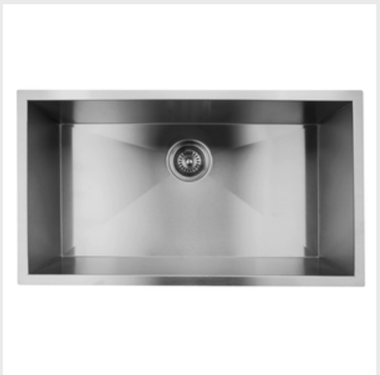 Handmade 16 & 18 Gauge Stainless Steel Undermount Kitchen Sink 32'' x 18'' with Zero Corners