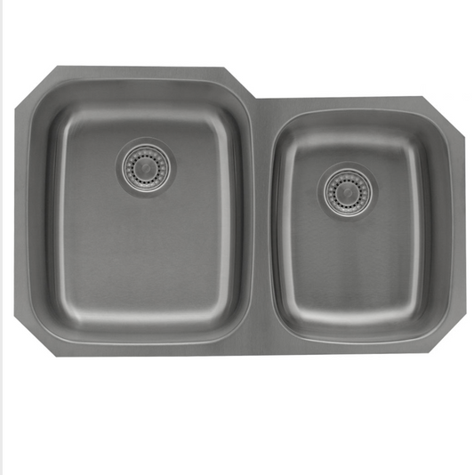 Stainless Steel Double Bowl Undermount Kitchen Sink 32'' x 20 1/2''