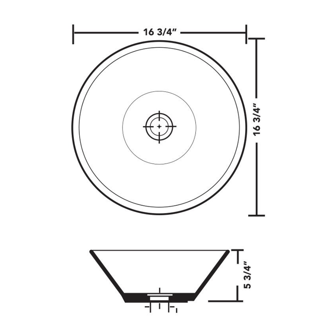 White Porcelain Vessel Bathroom Sink 16 3/4'' x 16 3/4''