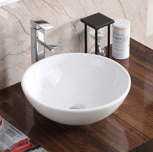 White Porcelain Vessel Bathroom Sink 16'' x 16''