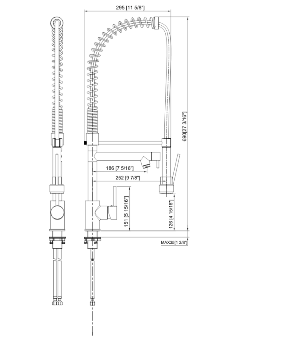 Single Hole Commercial Style Pull Down Kitchen Faucet